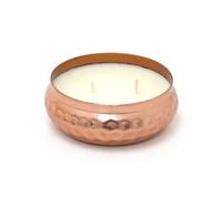 Iris Romance Scented Candle | Elegant Fragrance 2-Wick Candle in Hammered Metal Bowl | Long-Lasting Burn Perfect for Home Decor - 10cm