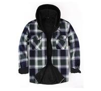 Iris Sprite Men's Plaid Shirt Padded Warm Lined Check Shirts Men Casual Plaid Shirts with Pocket Mens Hooded Check Jacket (Green 3, S)
