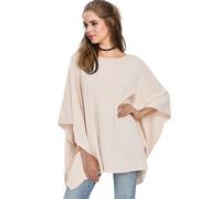 Iris Sprite Womens Pullover Poncho Sweater Elegant Shawl Wraps Soft Cashmere Feel Loose Fitting Ponchos Wrap (Beige)