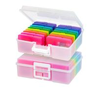 IRIS USA 2 Pack 4" x 6" Extra Large Photo and Embellishment Craft Keeper with 16 Cases, Multi-Color/Pearl