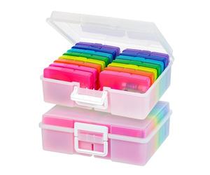 IRIS USA 2 Pack 4" x 6" Extra Large Photo and Embellishment Craft Keeper with 16 Cases, Multi-Color/Pearl