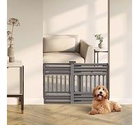 IRIS USA 24"-39" Portable Expandable Pet Gate, Adjustable Pet Barrier for Puppy Small to Medium Dogs Fits Most Doorways Easy Twist-to-Lock Feature Heavy-Duty Molded Plastic 25" Tall, Gray