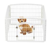IRIS USA 24" Exercise 4-Panel Pet Playpen with Door, Dog Playpen, Puppy Playpen, for Small and Medium Dogs, Keep Pets Secure, Easy Assemble, Rust-Free, Heavy-Duty Molded Plastic, Customizable, White