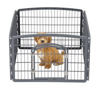 IRIS USA 24" Exercise 4-Panel Pet Playpen with Door, Dog Playpen, Puppy Playpen, Small and Medium Dogs, Keep Pets Secure, Easy Assemble, Rust-Free, Heavy-Duty Molded Plastic, Customizable, Gray
