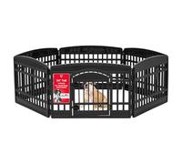 IRIS USA 24" Exercise 6-Panel Pet Playpen with Door, Dog Playpen For Puppy Small Dogs Keep Pets Secure Easy Assemble Easy Storing Customizable Non-Skid Rubber Feet, Black