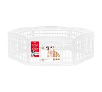 IRIS USA 24" Exercise 6-Panel Pet Playpen with Door, Dog Playpen For Puppy Small Dogs Keep Pets Secure Easy Assemble Easy Storing Customizable Non-Skid Rubber Feet, White
