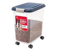 IRIS USA 33qt/25lbs Airtight Pet Food Container With Casters, Navy