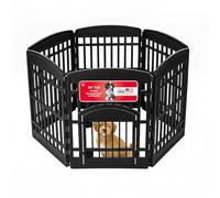 IRIS USA 34" 6-Panel Dog Playpen with Door, 44 x 63 x 34, Puppy Fence, Puppy Playpen, Dog Play Pen Indoors, Pet Fence, Puppies/Small Dogs, Black