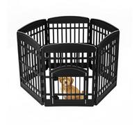 IRIS USA 34" 6-Panel Dog Playpen with Door, 63 x 63 x 34, Puppy Fence, Puppy Playpen, Dog Play Pen Indoors, Pet Fence, Puppies/Small Dogs, Black