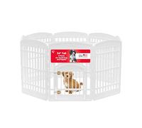 IRIS USA 34" Exercise 8-Panel Pet Playpen with Door, Dog Playpen, for Medium and Large Dogs, Keep Pets Secure, Easy Assemble, Fold It Down, Easy Storing, Customizable, White