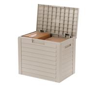 IRIS USA 35-Gallon Outdoor Deck Storage Box, Lockable & UV-Protected, Weather-Resistant Patio Storage for Cushions, Garden Tools & Packages, Waterproof Resin, Durable & Stylish Design - Beige