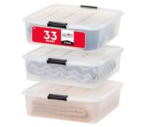 IRIS USA 3Pack 33qt Plastic Buckle Up Under Bed Storage Container with Lids and Durable Buckles, Clear