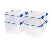 IRIS USA 4-Pack 26.5/44 Combo Qt Storage Bins with Gasket Lids, Clear/Blue
