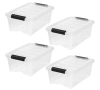 IRIS USA 4-Pack Storage Bins with Lids, 13 Quart, Made in USA Stackable See-Through Organizing Solution Latches Durable Nestable Containers Secure Pull Handle, BPA-Free Plastic