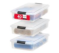 IRIS USA 40 Quart Under Bed Plastic Storage Container with Lids and Durable Buckles, 3-Pack, Multi-Purpose for Clothes Shoes Duvets Bedding, Clear