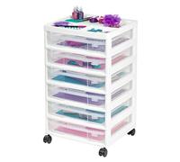 IRIS USA 6-Case Scrapbook Cart with Organizer Top, White Frame, 6-Tier