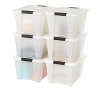 IRIS USA 6-Pack 32 Quart Storage Bins with Lids, Pearl