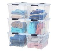 IRIS USA 6 Pack 40qt Clear View Plastic Storage Bin with Lid and Secure Latching Buckles