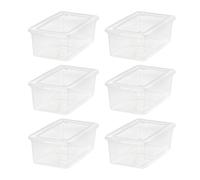 IRIS USA 6-Pack Storage Bins with Lids, 6 Quart, Shoe Boxes Clear Stackable Containers Organize Shoes Closet Shelves, Classroom Organization Teacher Tools, Game Storage - BPA-Free Plastic
