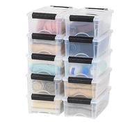 IRIS USA 6 Qt Stackable Plastic Storage Bins with Lids, 10 Pack - BPA-Free, Made in USA - See-Through Organizing Solution, Latches, Durable Nestable Containers, Secure Pull Handle - Clear