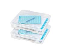 IRIS USA Board Game Storage Craft Organizer Box with Snap-Tight Latch Lid, 2-Pack Portable Plastic Case Bin for Puzzles, Magazines, Hobbies, Art Supplies, Fits 8.5" x 11" & A4 Papers, Thick, Clear