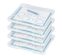 IRIS USA Board Game Storage Craft Organizer Box with Snap-Tight Latch Lid, 4-Pack Portable Plastic Case Bin for Puzzles, Magazines, Hobbies, Art Supplies, Fits 8.5" x 11" & A4 Papers, Slim, Clear