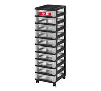 IRIS USA Craft Plastic Organizers and Storage, Rolling Storage Cart for Classroom Supplies, Storage Organizer for Art Supplies, Drawer Top Organizer for Small Parts, 10 Drawers, Black