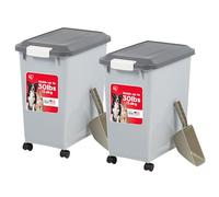 IRIS USA Dog Food Storage Container, 2-Pack, Up to 30 lbs, Gray/Dark Gray