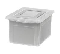 IRIS USA File Box, Plastic File Boxes With Lids, Document Organizer for Letter/Legal File, Document Box, Storage Bin For Hanging Files, Secure Latching Lid Stackable BPA-Free, Clear 35 Qt. 1 Pack