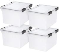 IRIS USA, Inc. Clear and Black Air Waterproof/Weather Tight Plastic Storage Bin Tote Organizing Container with Durable Lid and Seal and Secure Latching Buckles, 32 Qt