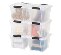 IRIS USA, Inc. Clear Plastic Storage Bin Tote Organizing Container with Durable Lid and Secure Latching Buckles, 19 Qt. -6 Pack