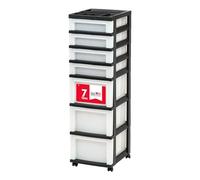 IRIS USA, Inc. Medium 7-Drawer Storage Rolling Cart with Organizer Top, Black/Pearl