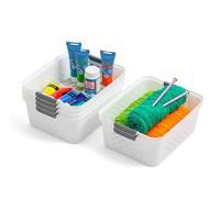 IRIS USA, Inc. Plastic Storage Shelf Basket/Pantry Bins-Household Organizers with Handles for Kitchen, Countertops, Cabinets, Bedrooms, and Bathrooms, White, Medium (6PC)