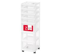 IRIS USA MC Plastic Storage Drawer, Rolling Cart with Organizer Top, 7, White