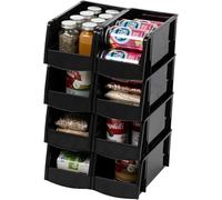 IRIS USA Medium Stackable Storage Bins, 8-Pack, 11"L x 6"W x 5"H, |Made in USA|, Plastic Open Front Shelf Bin for Organizing Parts, Hardware, Tools, Supplies, Garage Shelf, Pantry - Black