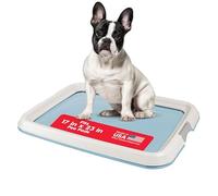 IRIS USA Pee Pad Holder, Medium Dog Pad Holder, Secured Latches, Non-Skid Rubber Feet, High Polish Finish for Easy Cleaning, Leak Protection Indoor Dog Potty Tray, Fits 17"x23" Pad or Larger, Blue