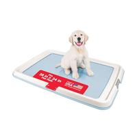 IRIS USA Pee Pad Holder, XL, Marking and Leg Lifting Dog Pad Holder, Foldable, Secured Latches, Non-Skid Rubber Feet, High Polish Finish for Easy Cleaning, Fits 23"x35" Pad or Larger, Blue