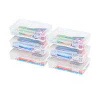 IRIS USA Pencil Case Boxes, 6-Pack, |Made in USA|, Plastic Bead Organizing Containers with Snap Lid for Arts, Crafts, Ephemera, Stickers, & Dance Cheer, Clear - Medium