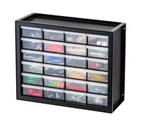 IRIS USA Plastic Drawer Storage Organizer, 24-Drawer Teacher Toolbox Bead Small Parts Organizer Cabinet for Hardware Crafts Nuts Bolts Tools Sticker Home Business Scrapbook Art Hobby Garage - Black
