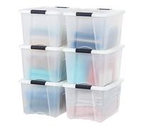 IRIS USA Plastic Storage Bin, Pearl, 40 Qt. -6 Pack