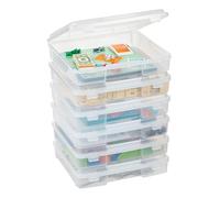 IRIS USA Portable Board Game Organizer Plastic Project Storage Case Box with Snap-Tight Latch, 6-Pack, Fits 8.5" x 11" Papers, for Games Puzzle Magazine Document Craft Hobby Art Supplies, Thick, Clear