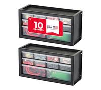 IRIS USA Screw Organizer, Hardware Storage Organiser, 10 Drawer Parts Cabinet, 2 Pack, Plastic Drawer Storage for Hardware Crafts, Small Parts, Nuts and Bolts