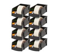 IRIS USA Stackable Bins, 7.5 x 4.5 x 3 inch, Plastic Hanging Open Front Shelf Bin Storage Organizer for Hardware, Craft Supplies, Small Parts, Nuts and Bolts, Garage Organization, 8 Pack- Small, Black