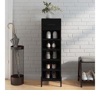 iris wooden shoe storage cabinet with 1 drawer in black
