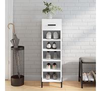 iris wooden shoe storage cabinet with 1 drawer in white