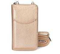 irisaa Small Mobile Phone Shoulder Bag, Purse Women's Wallet RFID Protection Crossbody Mobile Phone Case Passport with Card Slots and Adjustable Shoulder Strap, Soft Gold, One Size