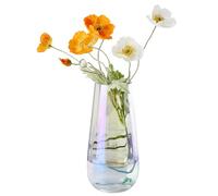 Irised Crystal Glass Vase modern flower vases for bouquet,H-9.8" Tear Drop Design for Home Floor Decor,Farmhouse Decor, Centerpiece Office Table Decorations(Irised)