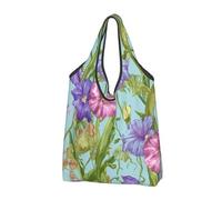 Irises Butterfly Foldable Shopping Bag Reusable Grocery Bags Colorful Portable Travel Pounch for Camping Daily Use Household