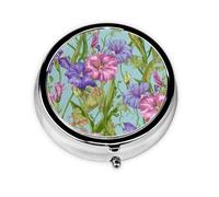Irises Butterfly Small Pill Box 3 Compartment Portable Pill Box for Purse Pocket Colorful Mini Medicine Organiser for Daily Vitamin Fish Oil Storage