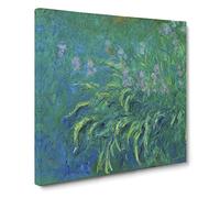 Irises by Claude Monet Canvas Print | Gallery Wrapped 30mm Frame Wall Art | 14x14 inches | Ready to Hang | Modern Picture | Living Room Bedroom Lounge Office